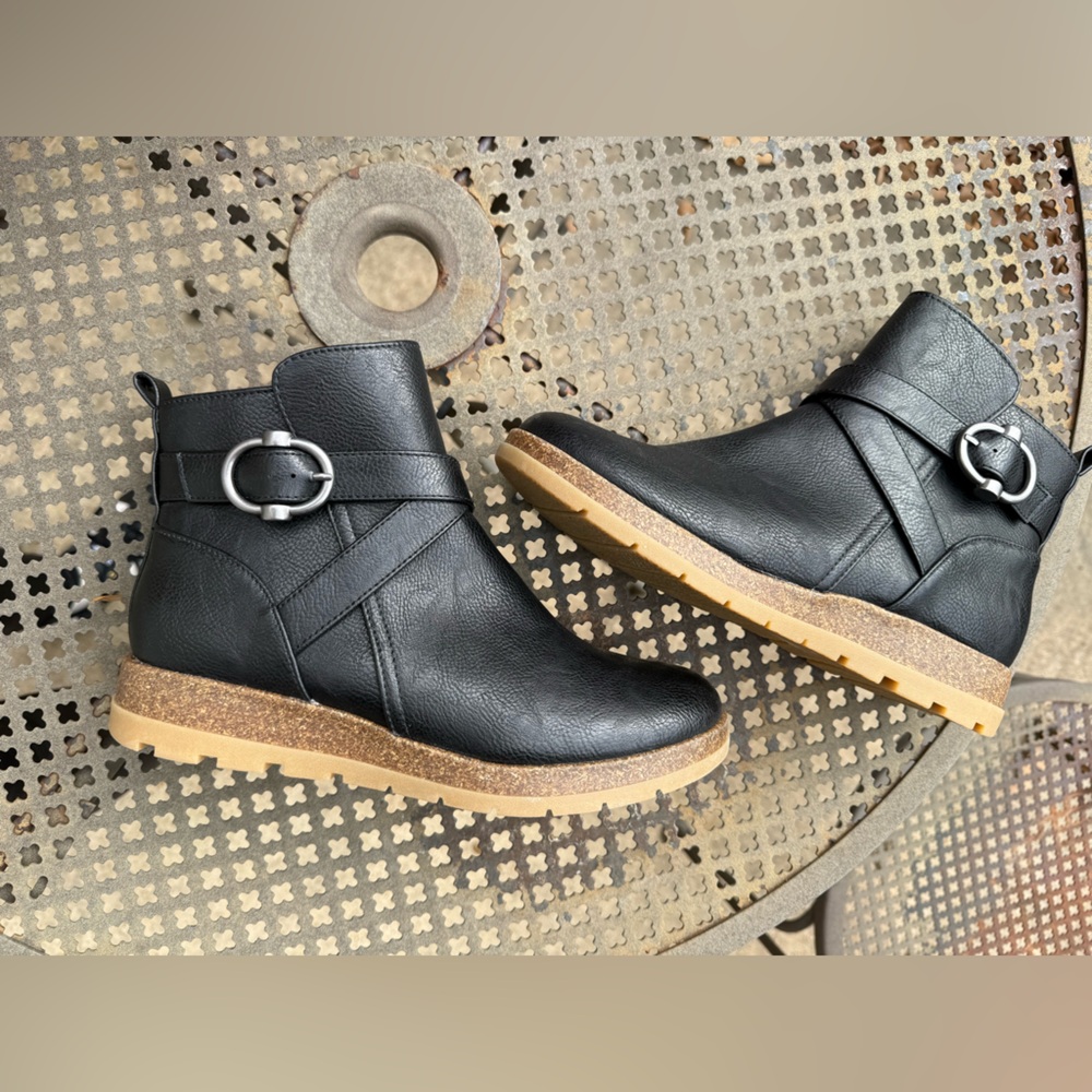 Black Ankle Boots with Buckle Detail